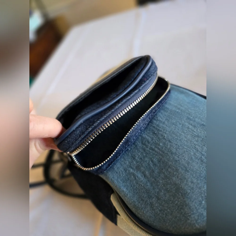 No Boundaries Mini Backpack Convertible  Multi Blue Denim Crossbody Bag Y2K